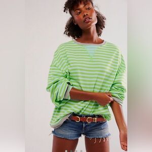 We the Free Free People classic striped oversized crewneck. Size small.